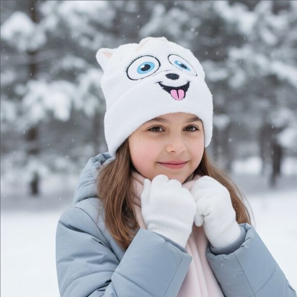 The Secret Life Of Pets ✦ Gidget Winter Set ✦ Kids White Hat & Gloves Snow Gear - Picture 4 of 9